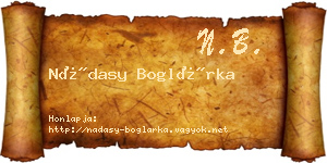 Nádasy Boglárka névjegykártya